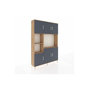 Arges Dolap 9 Raflı 6 Kapaklı 132x30x195 Çam-antrasit/çam