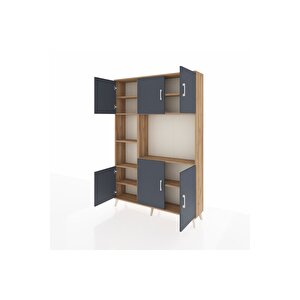 Arges Dolap 9 Raflı 6 Kapaklı 132x30x195 Çam-antrasit/çam