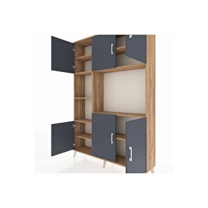 Arges Dolap 9 Raflı 6 Kapaklı 132x30x195 Çam-antrasit/çam