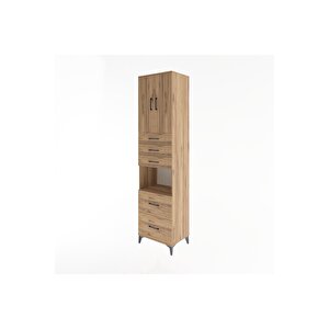 Hyperion Dolap 3 Raflı 5 Çekmeceli 2 Kapaklı 60x44x243 Çam-çam