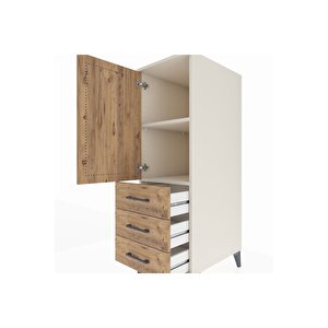 Kronos Dolap 2 Raflı 3 Çekmeceli Tek Kapaklı 44x59x134 Aytaşı-çam