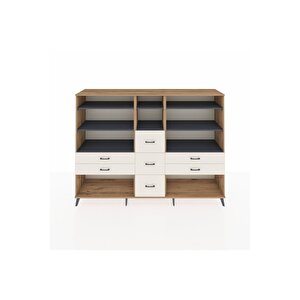 Hyperion Dolap 8 Raflı 7 Çekmeceli  220x44x163 Çam-antrasit/aytaşı