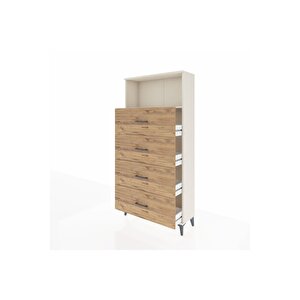 Arges Dolap 2 Raflı 4 Çekmeceli 88x30x182 Aytaşı-çam