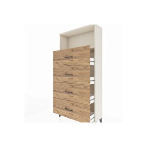 Arges Dolap 2 Raflı 4 Çekmeceli 88x30x182 Aytaşı-çam