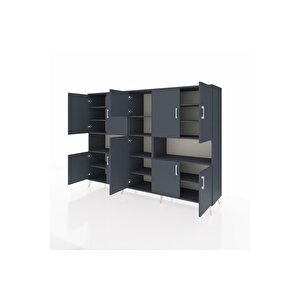 Hyperion Dolap 14 Raflı 10 Kapaklı 220x44x163 Antrasit-antrasit