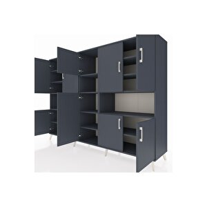 Hyperion Dolap 14 Raflı 10 Kapaklı 220x44x163 Antrasit-antrasit