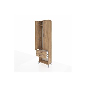 Arges Dolap 2 Raflı 2 Çekmeceli Tek Askılı 60x30x221 Çam-çam