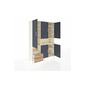 Hyperion Dolap 10 Raflı 2 Çekmeceli 5 Kapaklı 132x44x195 Aytaşı-antrasit/çam