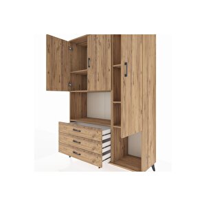 Hyperion Gardrop 6 Raflı 3 Çekmeceli 3 Kapaklı 132x44x195 Çam-çam