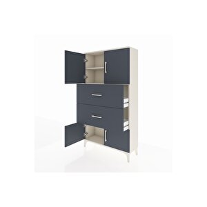 Arges Dolap 2 Raflı 2 Çekmeceli 4 Kapaklı 88x30x163 Aytaşı-antrasit