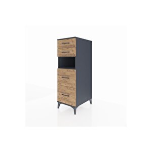 Kronos Dolap Tek Raflı 4 Çekmeceli 44x59x134 Antrasit-çam