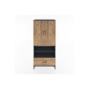Hyperion Dolap 5 Raflı Tek Çekmeceli 2 Kapaklı 88x44x195 Antrasit-çam
