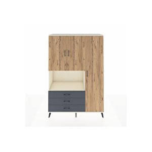 Hyperion Dolap 7 Raflı 3 Çekmeceli 3 Kapaklı 132x44x195 Aytaşı-çam/antrasit