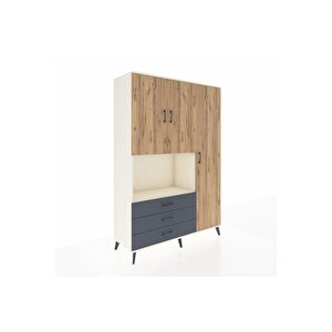 Hyperion Dolap 7 Raflı 3 Çekmeceli 3 Kapaklı 132x44x195 Aytaşı-çam/antrasit