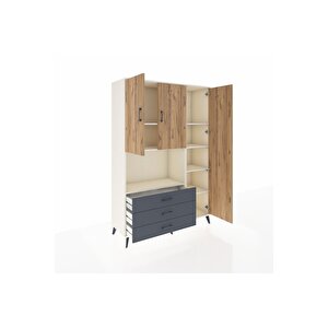 Hyperion Dolap 7 Raflı 3 Çekmeceli 3 Kapaklı 132x44x195 Aytaşı-çam/antrasit