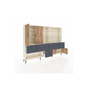 Arges Dolap 10 Raflı 6 Çekmeceli 4 Kapaklı 220x30x163 Aytaşı-çam/antrasit