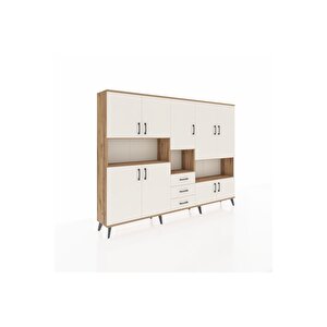 Arges Dolap 13 Raflı 3 Çekmeceli 9 Kapaklı 220x30x163 Çam-aytaşı