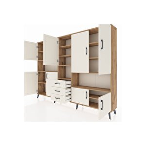 Arges Dolap 13 Raflı 3 Çekmeceli 9 Kapaklı 220x30x163 Çam-aytaşı