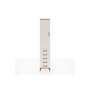 Arges Dolap 3 Raflı 5 Çekmeceli Tek Kapaklı 44x30x221 Çam-aytaşı