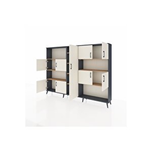 Arges Dolap 10 Raflı 9 Kapaklı 220x30x163 Antrasit-aytaşı/çam