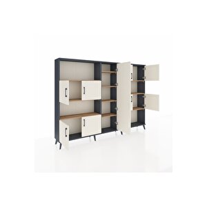 Arges Dolap 10 Raflı 9 Kapaklı 220x30x163 Antrasit-aytaşı/çam