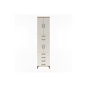 Arges Dolap 4 Raflı 6 Çekmeceli 4 Kapaklı 60x30x243 Çam-aytaşı