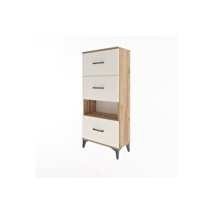 Arges Dolap Tek Raflı 3 Çekmeceli 60x30x134 Çam-aytaşı
