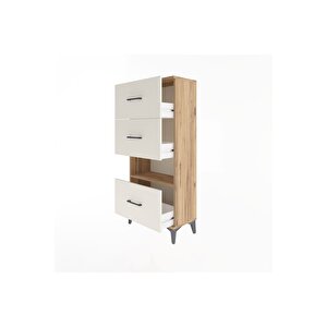 Arges Dolap Tek Raflı 3 Çekmeceli 60x30x134 Çam-aytaşı