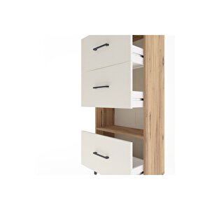 Arges Dolap Tek Raflı 3 Çekmeceli 60x30x134 Çam-aytaşı