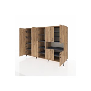 Kronos Dolap 13 Raflı 7 Kapaklı 220x59x163 Çam-çam/antrasit