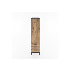 Hyperion Dolap Tek Raflı 3 Çekmeceli Tek Askılı 44x44x182 Antrasit-çam