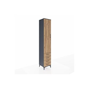 Hyperion Dolap 3 Raflı 4 Çekmeceli Tek Askılı 44x44x243 Antrasit-çam