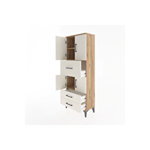 Arges Dolap 3 Raflı 3 Çekmeceli 4 Kapaklı 60x30x163 Çam-aytaşı