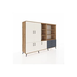 Hyperion Dolap 11 Raflı 3 Çekmeceli 5 Kapaklı 220x44x163 Çam-aytaşı/antrasit