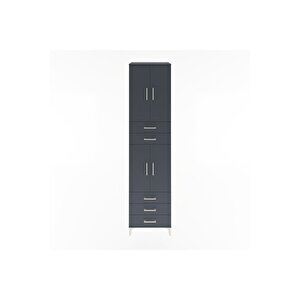 Hyperion Dolap 4 Raflı 5 Çekmeceli 4 Kapaklı 60x44x243 Antrasit-antrasit