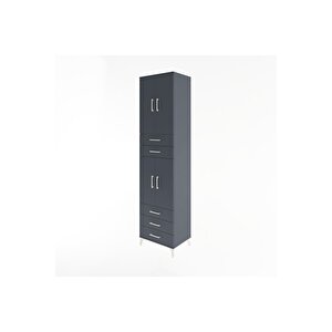 Hyperion Dolap 4 Raflı 5 Çekmeceli 4 Kapaklı 60x44x243 Antrasit-antrasit