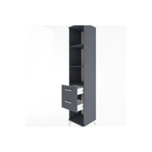 Hyperion Dolap 3 Raflı 2 Çekmeceli 44x44x221 Antrasit-antrasit