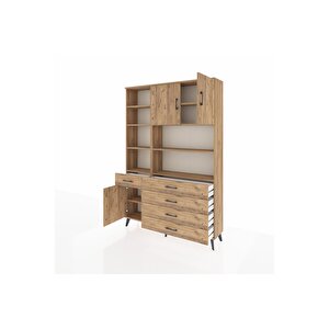 Arges Gardrop 9 Raflı 5 Çekmeceli 3 Kapaklı 132x30x195 Çam-çam