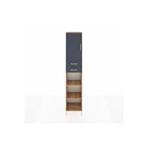 Arges Dolap 4 Raflı 2 Çekmeceli Tek Kapaklı 44x30x221 Çam-antrasit