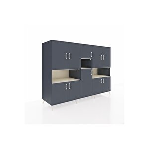 Kronos Dolap 14 Raflı 10 Kapaklı 220x59x163 Antrasit-antrasit/aytaşı