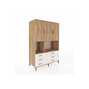 Kronos Dolap 6 Raflı 6 Çekmeceli 3 Kapaklı 132x59x195 Çam-çam/aytaşı