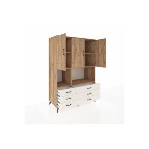 Kronos Dolap 6 Raflı 6 Çekmeceli 3 Kapaklı 132x59x195 Çam-çam/aytaşı