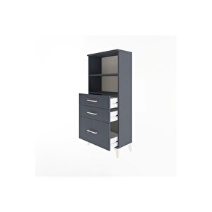 Arges Dolap 2 Raflı 3 Çekmeceli 60x30x134 Antrasit-antrasit