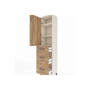Arges Dolap 3 Raflı 3 Çekmeceli Tek Kapaklı 44x30x182 Aytaşı-çam