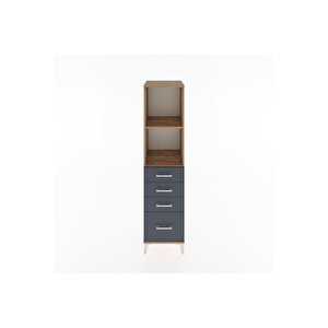 Hyperion Dolap 2 Raflı 4 Çekmeceli 44x44x182 Çam-antrasit