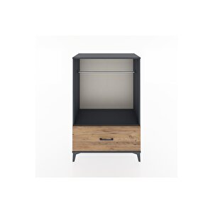 Hyperion Dolap Tek Raflı Tek Çekmeceli Tek Askılı 88x44x134 Antrasit-çam