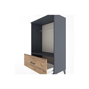 Hyperion Dolap Tek Raflı Tek Çekmeceli Tek Askılı 88x44x134 Antrasit-çam