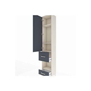 Arges Dolap 4 Raflı 2 Çekmeceli Tek Kapaklı 44x30x221 Aytaşı-antrasit