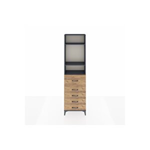 Arges Dolap 3 Raflı 5 Çekmeceli 60x30x221 Antrasit-çam