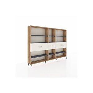 Arges Dolap 9 Raflı 3 Çekmeceli  220x30x163 Çam-antrasit/aytaşı